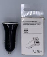 Dual CAR Adapter "USB" + "Type C" for Cellphone Charger Cables