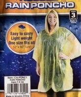Emergency Rain Poncho - One Size Fits Most - Adults & Kids - Yellow Color