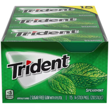 Trident Spearmint Sugar Free Gum  (14 pieces, 15 pks.)