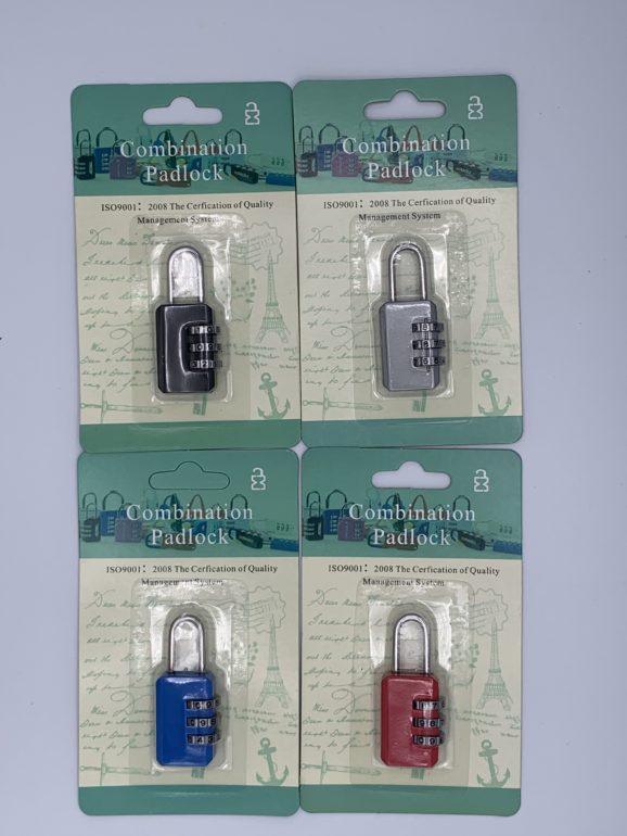 2.25" Combination Lock - 4 Assorted Colors