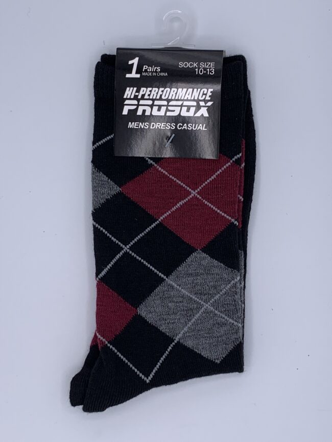 Men's Dress Socks - 1 pk - Black with Checkered Design - Size 10-13