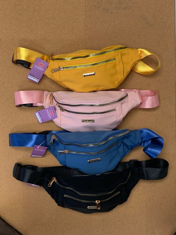 Fanny Pack Bright Poly - 4 Assorted Colors Black, Blue, Pink & Gold