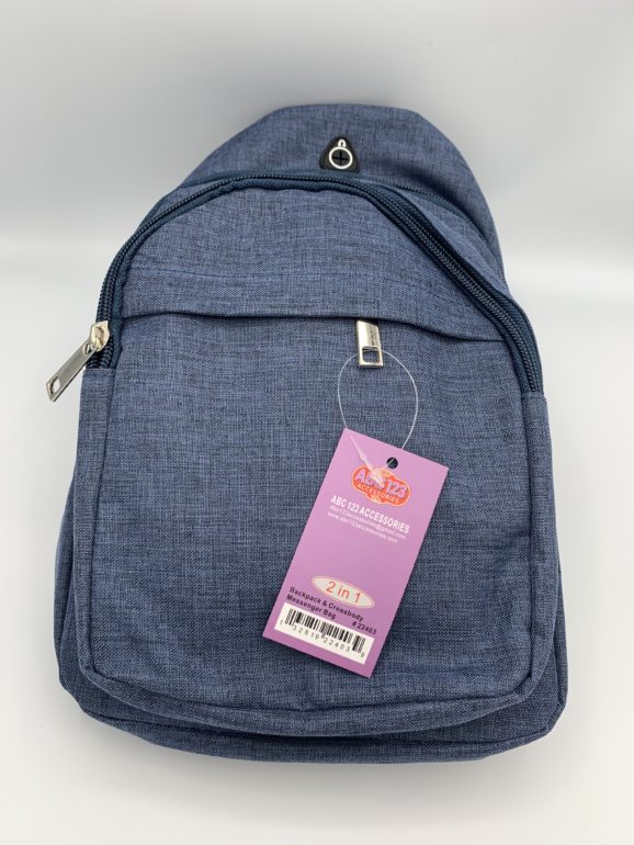 2 in 1 * Backpack & Cross Body Messenger Bag - Navy Color