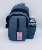 Messenger Bags Cross Body w/Bottle Holder - Heather Blue Color - Unisex