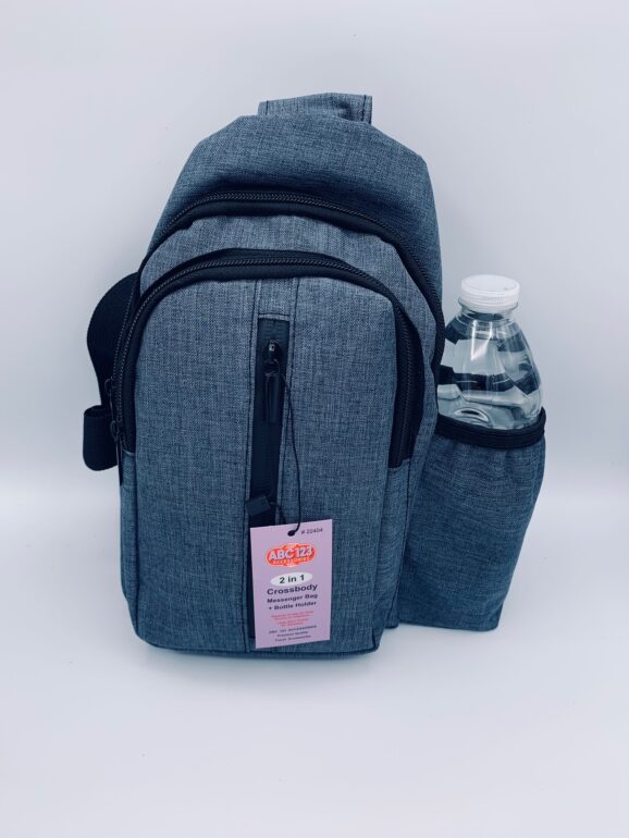 Messenger Bags Cross Body w/Bottle Holder - Heather Blue Color - Unisex