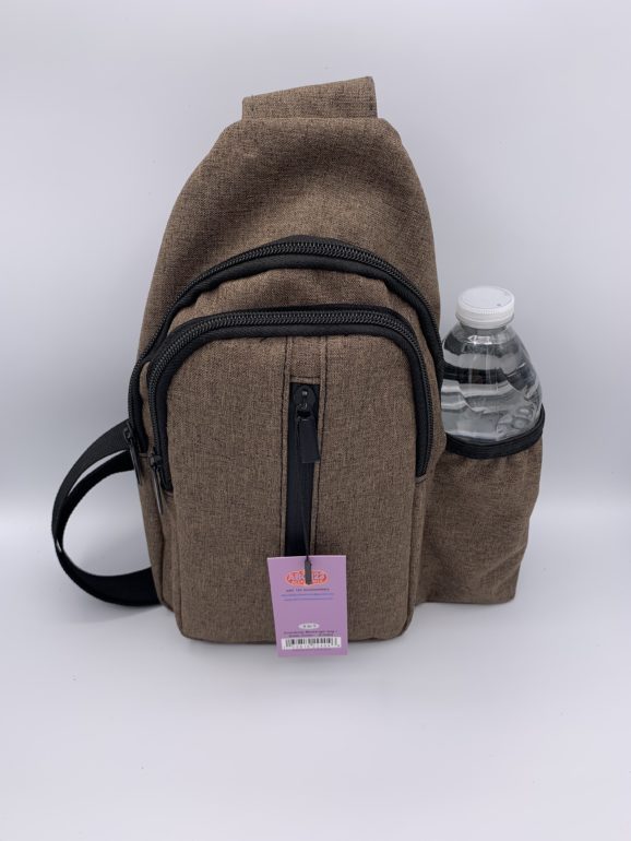 Messenger Bags Cross Body w/Bottle Holder - Heather Brown Color - Unisex