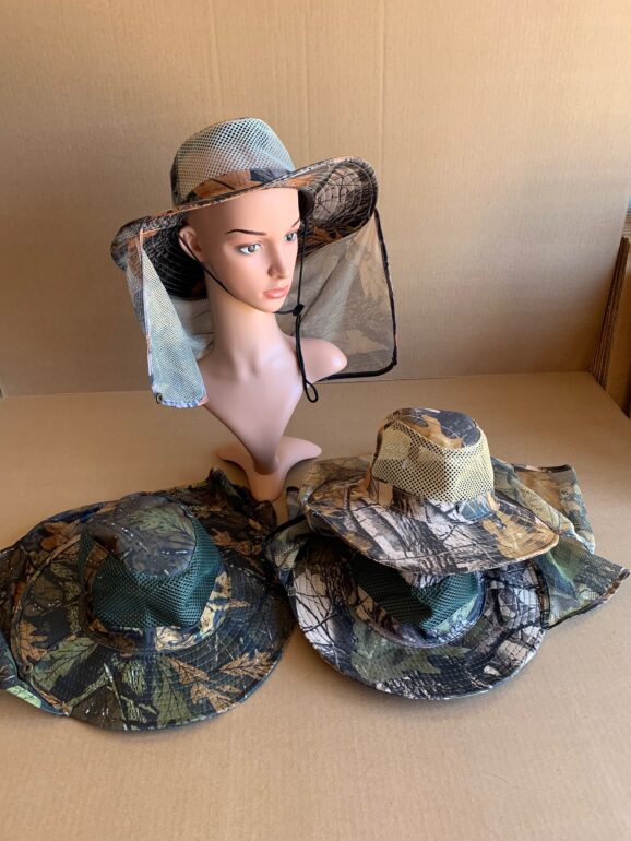 Jungle Hunting Hats Air Vented - Leaf Camouflage with Neck Shade   *   3 Asst. Colors