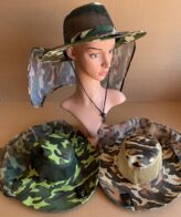 Jungle Hunting Hats Air Vented - Army Style Camouflage with Neck Shade   *   3 Asst. Colors