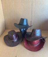 Cowboy Hats - Faux Leather- 4 Asst. Colors