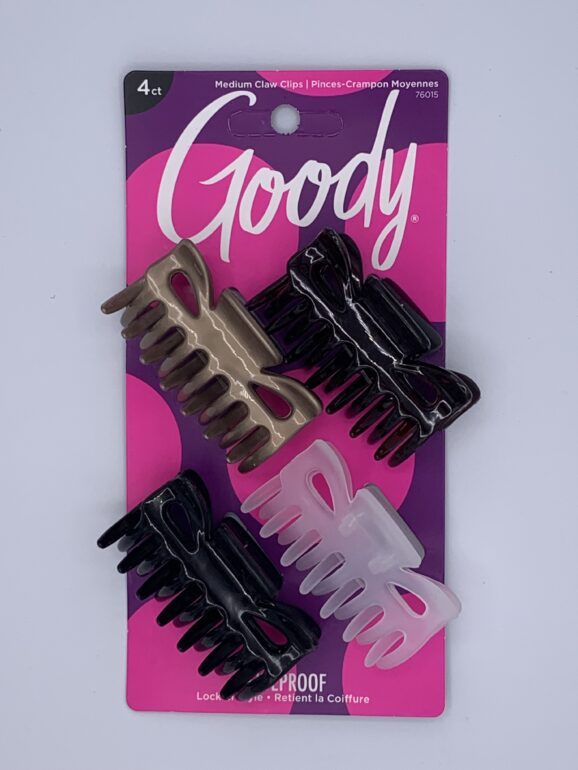 Goody - 4 Medium Claw Clips Rectangular - Asst Colors