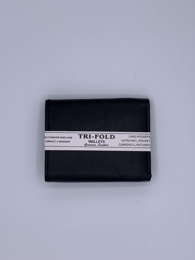 Tri-Fold Men's Leather Wallet - Black