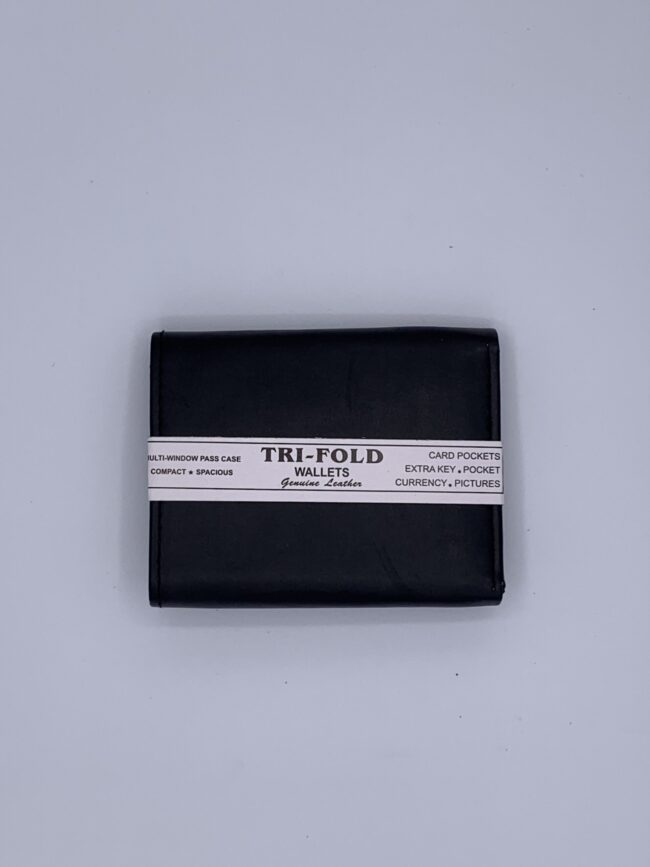 Tri-Fold Men's Leather Wallet - Black