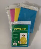 Adult Rain Poncho / 4 Assorted Colors / Yellow, Pink, Blue & Clear.