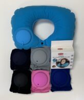 Travel Inflatable Neck Pillow - Asst Colors, Light Blue, Grey, Navy, Black, Medium Blue & Pink.