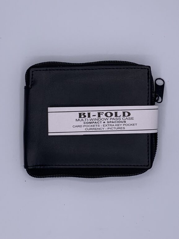 Bi-Fold Zip Around Men's Leather Wallet - Black