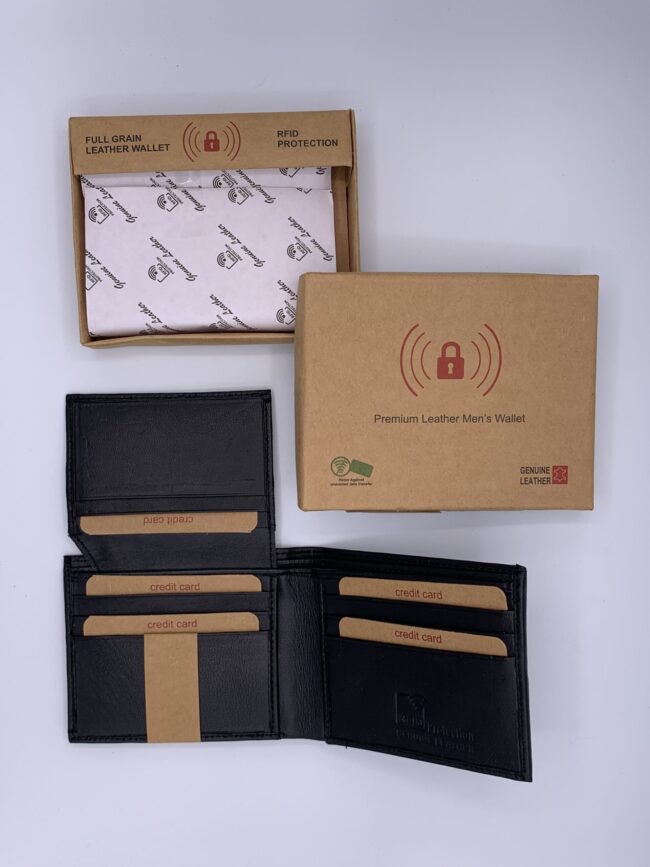 Men's RFID Proof Genuine Leather Premium Wallet * RFID Protection * in Gift Box - Black and Brown