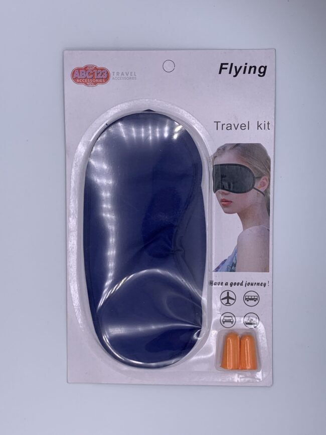 Flying Travel Kit - Mask and Ear plugs, Assorted Colors Seafoam, Red, Navy & Black