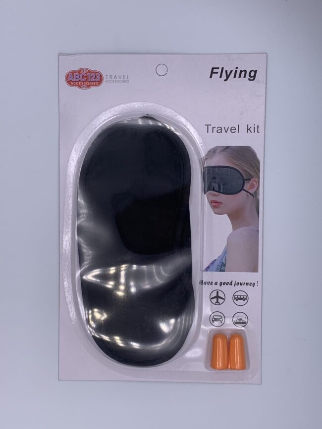 Flying Travel Kit - Mask and Ear plugs, Assorted Colors Seafoam, Red, Navy & Black