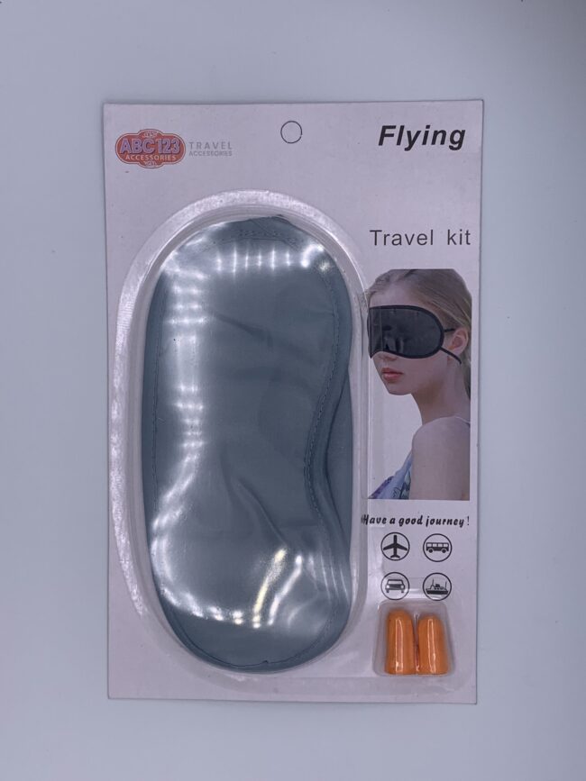 Flying Travel Kit - Mask and Ear plugs, Assorted Colors Seafoam, Red, Navy & Black