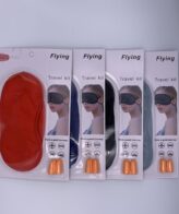 Flying Travel Kit - Mask and Ear plugs, Assorted Colors Seafoam, Red, Navy & Black