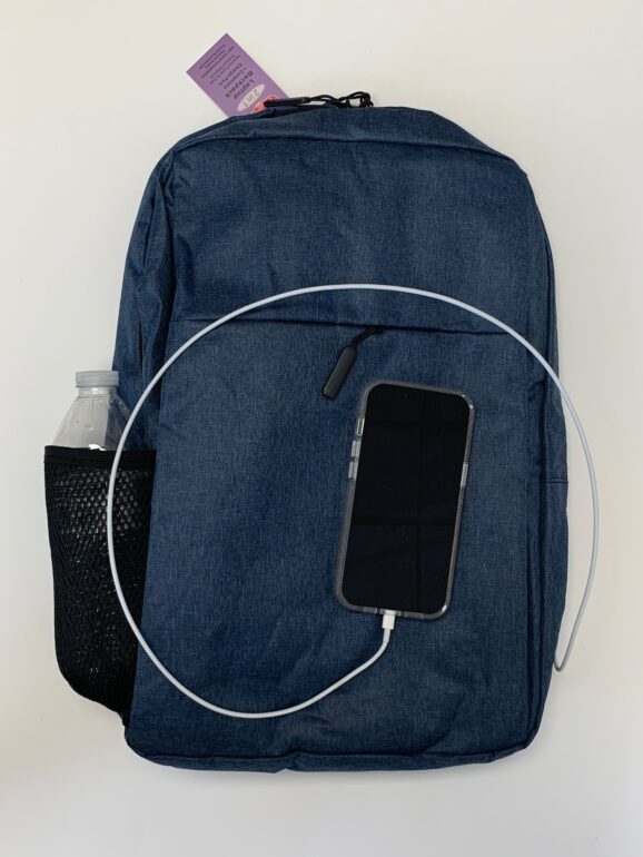 Computer Backpack Fully Padded for Protection - Phone Charging Outlet on Side - Blue