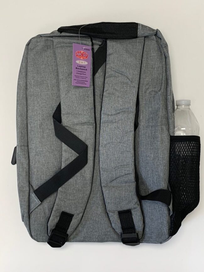 Computer Backpack Fully Padded for Protection - Phone Charging Outlet on Side - Grey