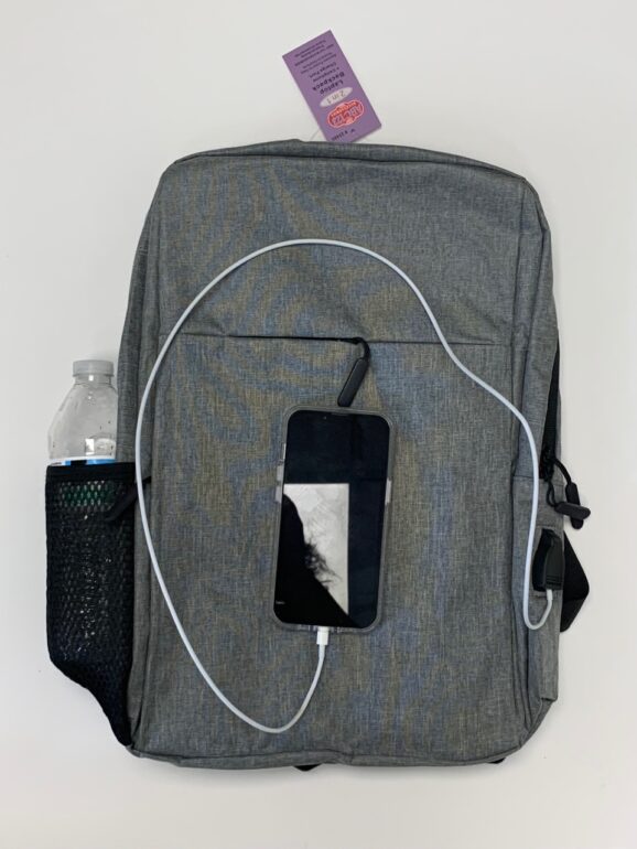 Computer Backpack Fully Padded for Protection - Phone Charging Outlet on Side - Grey