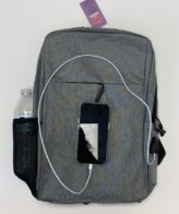 Computer Backpack Fully Padded for Protection - Phone Charging Outlet on Side - Grey