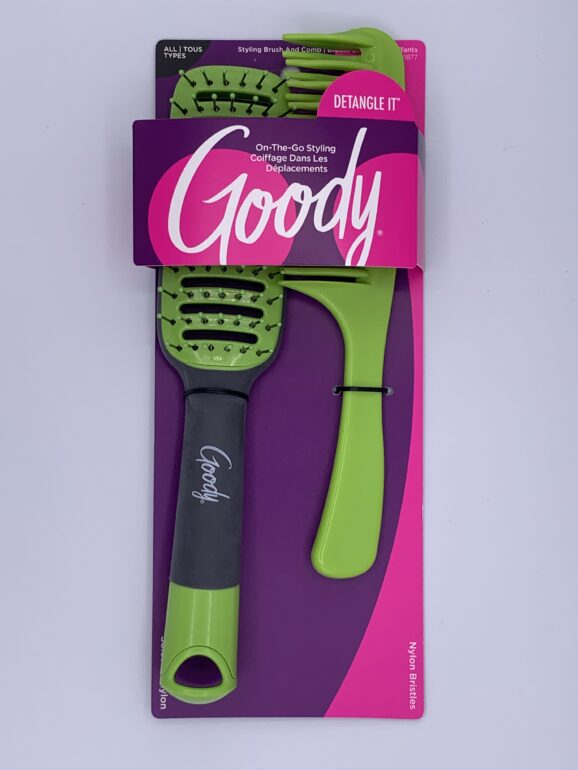 Goody Hair Brush and Comb - Detangle It - On The Go Styling - Nylon Bristles