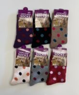 Ladies Lamb Wool Printed Socks - 6 Assorted Colors - Size 9-11