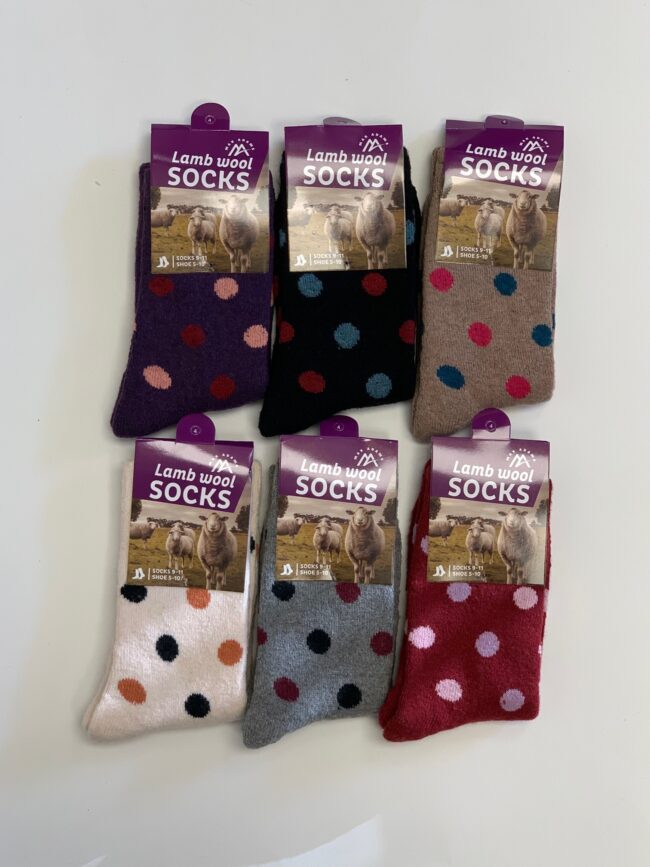 Ladies Lamb Wool Printed Socks - 6 Assorted Colors - Size 9-11