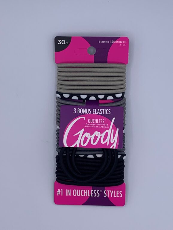 Goody's Brand 30 pc Assorted Color Elastics - No Metal - Ouchless