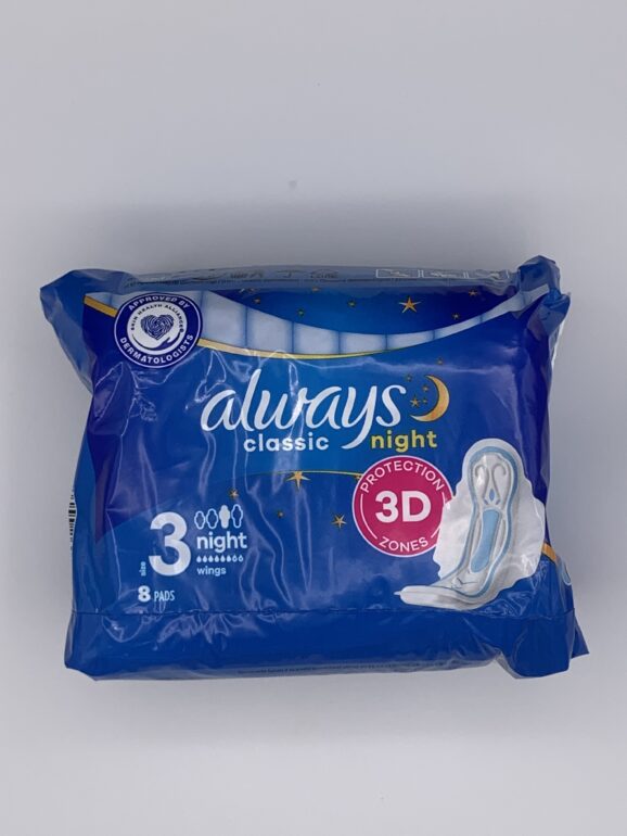 Always Classic Night 3 Sanitary Pads 8 ct. with Wings