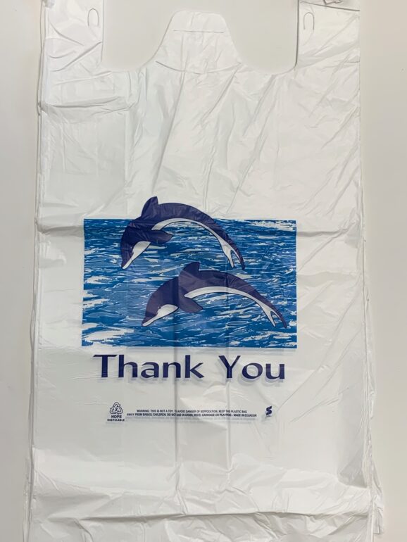 Gift Store Carry-Out Bags - White Dolphins - Extra Large