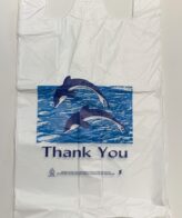 Gift Store Carry-Out Bags - White Dolphins - Extra Large