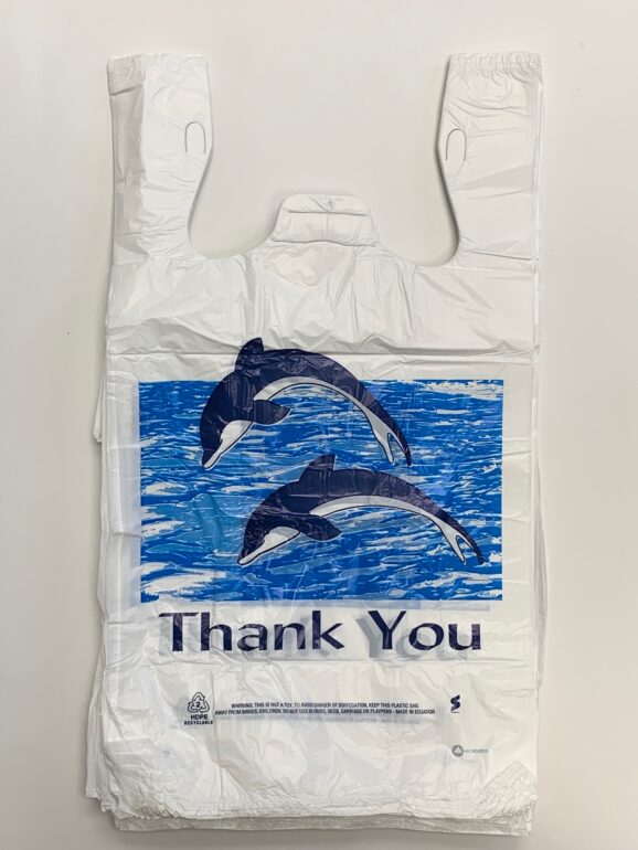 Gift Store Carry-Out Bags - White Dolphins - Medium