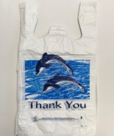 Gift Store Carry-Out Bags - White Dolphins - Medium