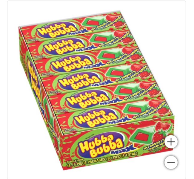 Hubba Bubba Gum* Strawberry Watermelon * 5 pcs, 18 ct.