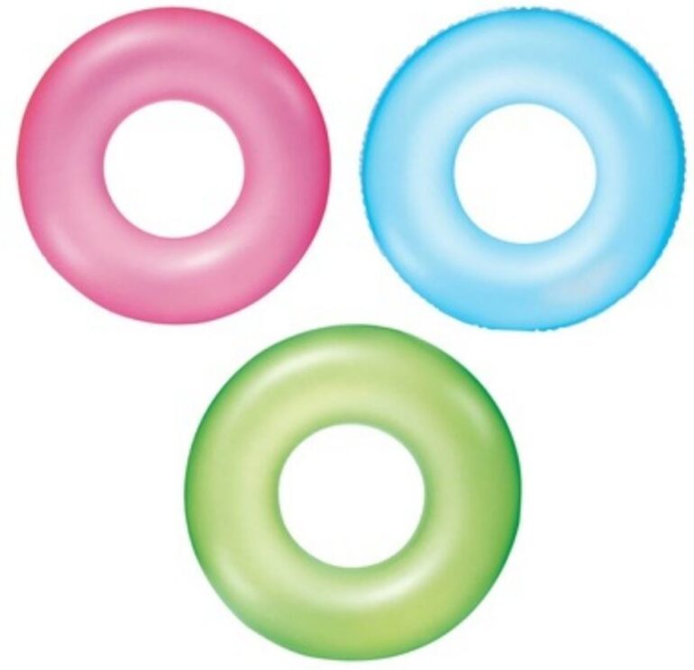 Frosted Neon Swim Ring - Heavy Duty Vinyl & Safety Valve  - 30" - Age 9+  3 Assorted Colors