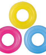 Swim Ring - Heavy Duty Vinyl & Safety Valve - Age 5-10 - 24" - 3 Assorted Colors