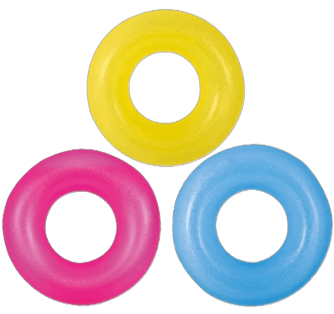 Swim Ring - Heavy Duty Vinyl & Safety Valve - Age 5-10 - 24" - 3 Assorted Colors