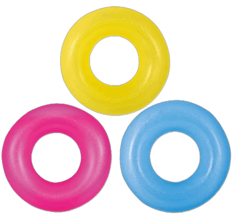 Swim Ring - Heavy Duty Vinyl & Safety Valve - Age 5-10 - 24" - 3 Assorted Colors