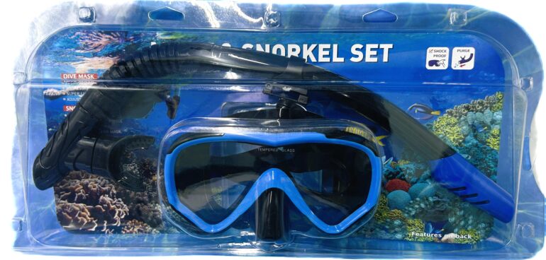 Diving Set for Kids - Liquid Silicone Gasket & Flexible Mouthpiece - Silicone Strap & Valve - Tempered Glass Lens