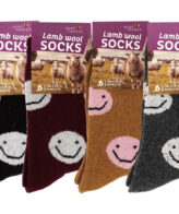Unisex Lamb Wool Printed Socks - 4 Assorted Colors - Size 9-11 & Size 5-10