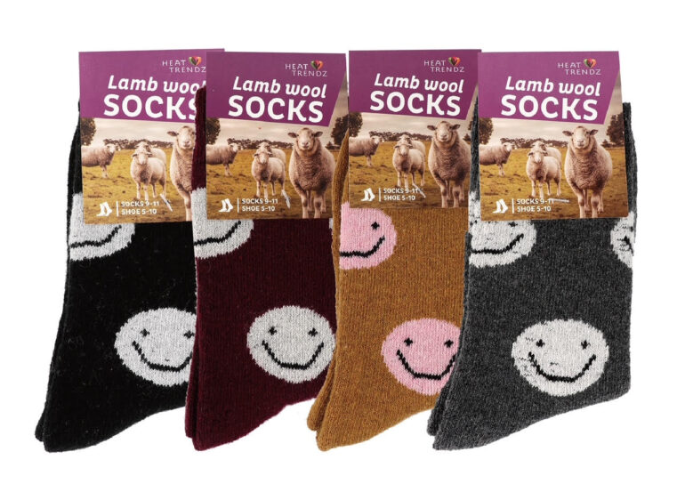 Unisex Lamb Wool Printed Socks - 4 Assorted Colors - Size 9-11 & Size 5-10