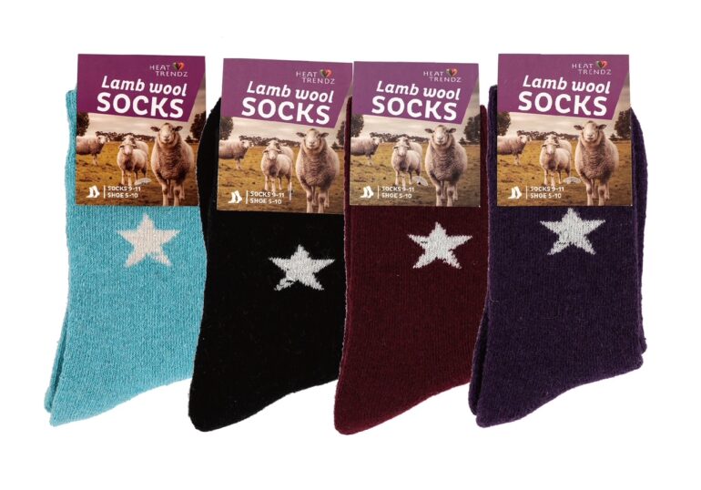 Unisex Lamb Wool Printed Socks - 4 Assorted Colors - Size 9-11 & Size 5-10