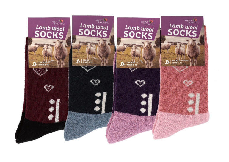 Unisex Lamb Wool Printed Socks - 4 Assorted Colors - Size 9-11 & Size 5-10
