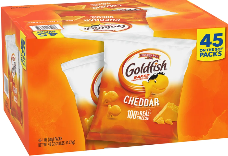 Goldfish Baked Snack Crackers, Cheddar, 1 oz, 45-count