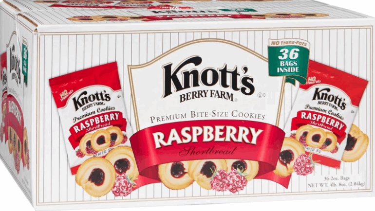 Knott's Berry Farm Premium Shortbread Cookies, Raspberry, 2 oz, 36-count