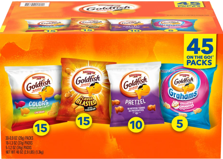 Goldfish Baked Snacks, Variety Pack, 45-count
